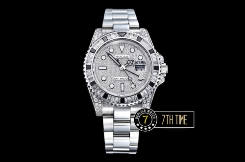 GMT Master II Diamonds/Black SS/SS Diamonds Dial BPF A3186 Mod