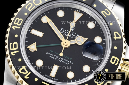 GMT Master II Ref.116713 Two Tone YG/SS Black Dial A3186 Mod