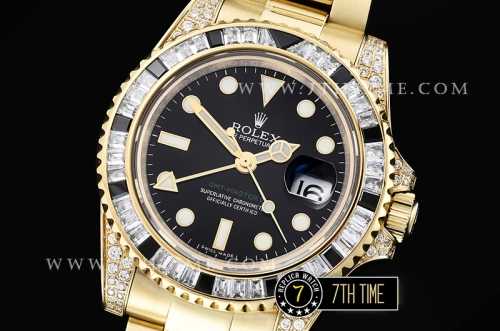 GMT Master II Black/White Rubies YG/YG Black Dial A3186 Mod