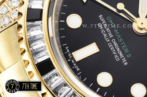 GMT Master II Black/White Rubies YG/YG Black Dial A3186 Mod
