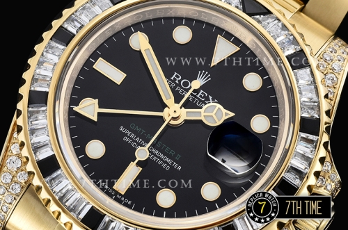 GMT Master II Black/White Rubies YG/YG Black Dial A3186 Mod