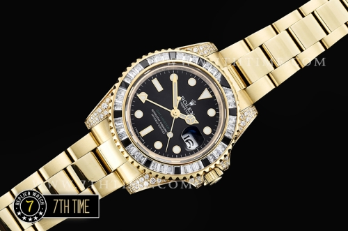 GMT Master II Black/White Rubies YG/YG Black Dial A3186 Mod