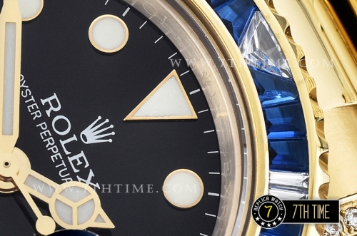 GMT Master II Blue/White Rubies YG/YG Black Dial A3186 Mod