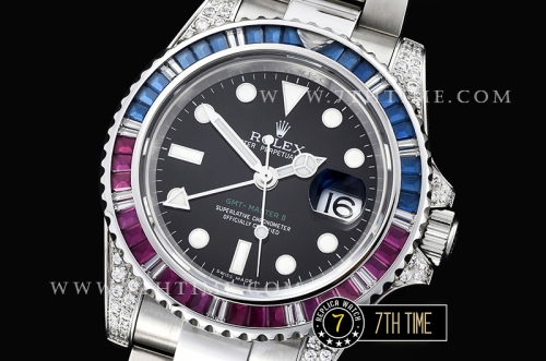 GMT Master II Red/Blue Rubies SS/SS Black Dial A3186 Mod