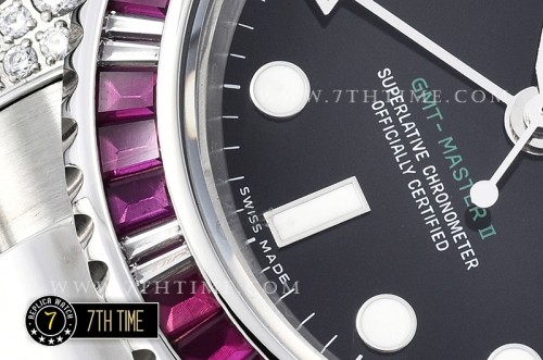 GMT Master II Red/Blue Rubies SS/SS Black Dial A3186 Mod