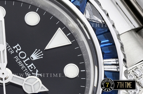 GMT Master II Blue/White Rubies SS/SS Black Dial A3186 Mod
