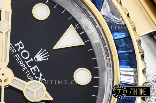 GMT Master II Red/Blue Rubies Two Tone YG/SS Black Dial A3186 Mod