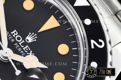 GMT Master Ref.1675 Coke Red/Black Color Bezel Black Dial with Patina Colored Dot Markers Swiss 2836 Mod