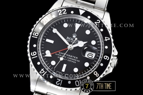 GMT Master Ref.1675 Black Color Bezel Black Dial with Luminova White Colored Dot Markers Swiss 2836 Mod