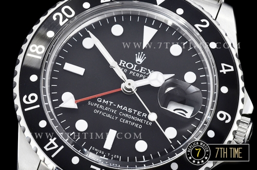GMT Master Ref.1675 Black Color Bezel Black Dial with Luminova White Colored Dot Markers Swiss 2836 Mod