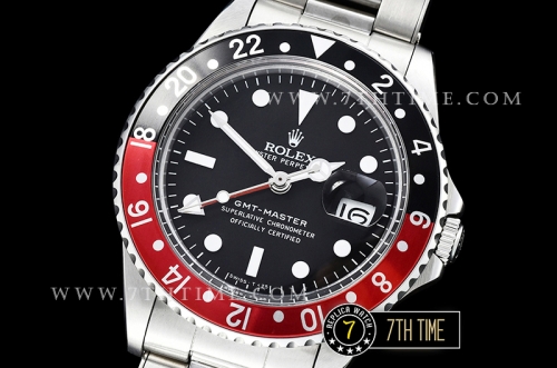 GMT Master Ref.1675 Black/Red Color Bezel Black Dial with Luminova White Colored Dot Markers Swiss 2836 Mod