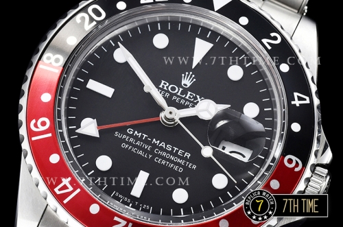 GMT Master Ref.1675 Black/Red Color Bezel Black Dial with Luminova White Colored Dot Markers Swiss 2836 Mod