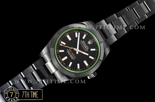 Milgauss Pro Hunter 116400 Black Dial Thick PVD Coated on SS Bracelet Asia 3131