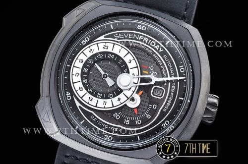 SevenFriday Q3-01 Black Multi Tier Dial with counter subdials & Numeral markers PVD Thick Coated on Solid Stainless Steel Case