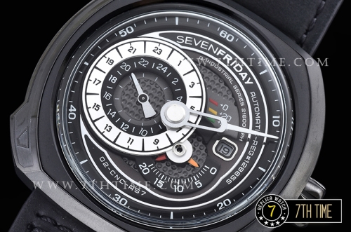 SevenFriday Q3-01 Black Multi Tier Dial with counter subdials & Numeral markers PVD Thick Coated on Solid Stainless Steel Case