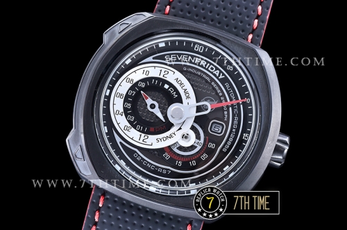 SevenFriday Q3-04 BullRush Rally  Black Multi Tier Dial with Counter Subdial & Stick Markers & "BullRush Rally" Logo