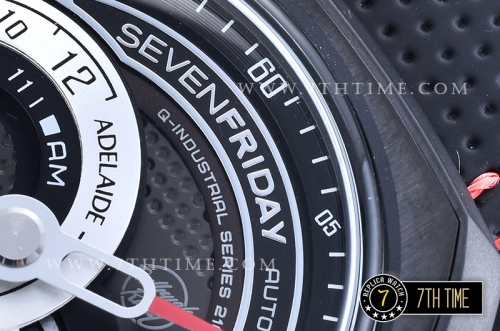 SevenFriday Q3-04 BullRush Rally  Black Multi Tier Dial with Counter Subdial & Stick Markers & "BullRush Rally" Logo