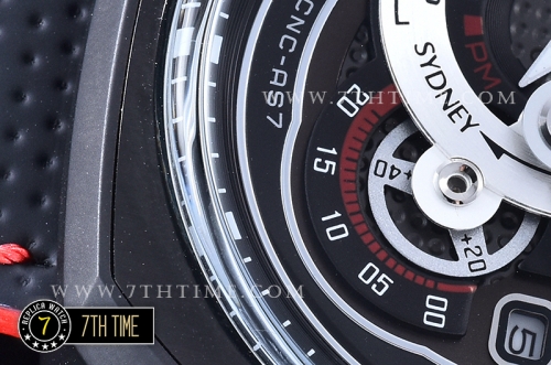 SevenFriday Q3-04 BullRush Rally  Black Multi Tier Dial with Counter Subdial & Stick Markers & "BullRush Rally" Logo