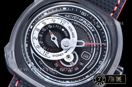 SevenFriday Q3-04 BullRush Rally  Black Multi Tier Dial with Counter Subdial & Stick Markers & "BullRush Rally" Logo