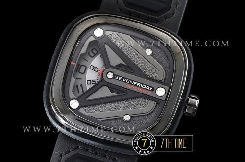 SevenFriday M3/01 Spaceship Multi-layered Black with Textured Surface High Grade PVD Coated Solid 316L Stainless Steel