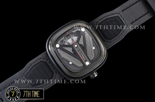 SevenFriday M3/01 Spaceship Multi-layered Black with Textured Surface High Grade PVD Coated Solid 316L Stainless Steel