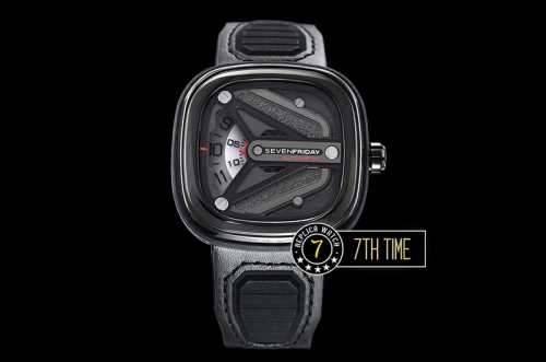 SevenFriday M3/01 Spaceship Multi-layered Black with Textured Surface High Grade PVD Coated Solid 316L Stainless Steel