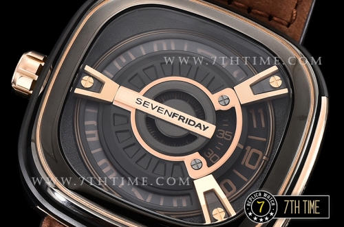 SevenFriday M2/02 Multi-layered Black with Textured Surface High Grade PVD Coated Solid 316L Stainless Steel
