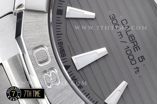 AquaRacer Calibre 5 Grey Dial with Stick Markers Solid Stainless Steel Bracelet