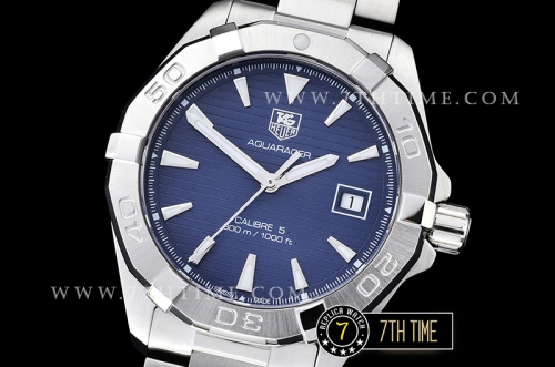 AquaRacer Calibre 5 Blue Dial with Stick Markers Solid Stainless Steel Bracelet