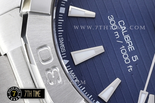 AquaRacer Calibre 5 Blue Dial with Stick Markers Solid Stainless Steel Bracelet