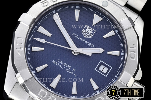 AquaRacer Calibre 5 Blue Dial with Stick Markers Solid Stainless Steel Bracelet