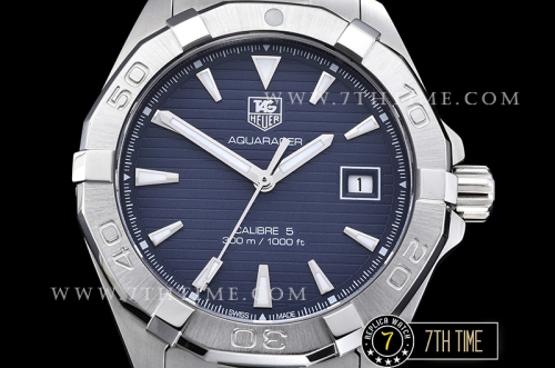 AquaRacer Calibre 5 Blue Dial with Stick Markers Solid Stainless Steel Bracelet
