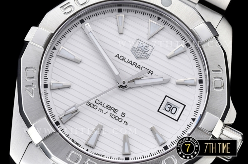 AquaRacer Calibre 5 White Dial with Stick Markers Solid Stainless Steel Bracelet