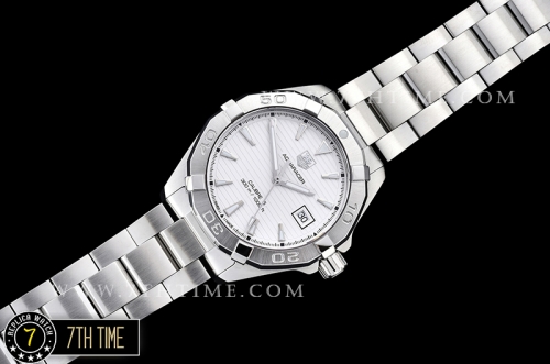 AquaRacer Calibre 5 White Dial with Stick Markers Solid Stainless Steel Bracelet
