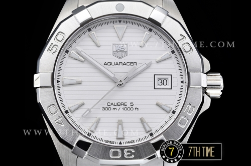 AquaRacer Calibre 5 White Dial with Stick Markers Solid Stainless Steel Bracelet