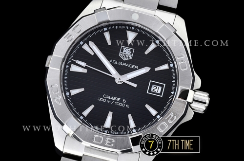 AquaRacer Calibre 5 Black Dial with Stick Markers Solid Stainless Steel Bracelet
