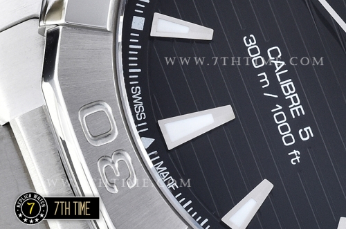 AquaRacer Calibre 5 Black Dial with Stick Markers Solid Stainless Steel Bracelet