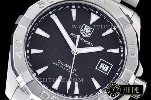 AquaRacer Calibre 5 Black Dial with Stick Markers Solid Stainless Steel Bracelet