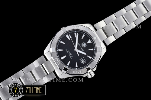 AquaRacer Calibre 5 Black Dial with Stick Markers Solid Stainless Steel Bracelet