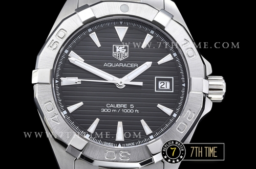 AquaRacer Calibre 5 Black Dial with Stick Markers Solid Stainless Steel Bracelet