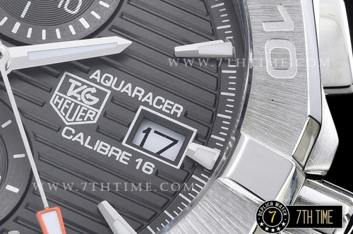 Aquaracer Calibre 16 Chronograph Grey Dial with Stick Markers Solid Stainless Steel Bracelet