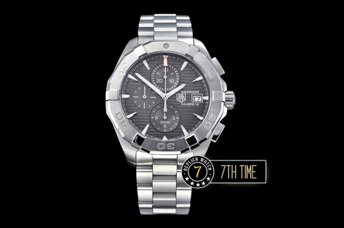 Aquaracer Calibre 16 Chronograph Grey Dial with Stick Markers Solid Stainless Steel Bracelet