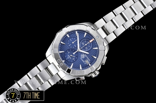 Aquaracer Calibre 16 Chronograph Blue Dial with Stick Markers Solid Stainless Steel Bracelet