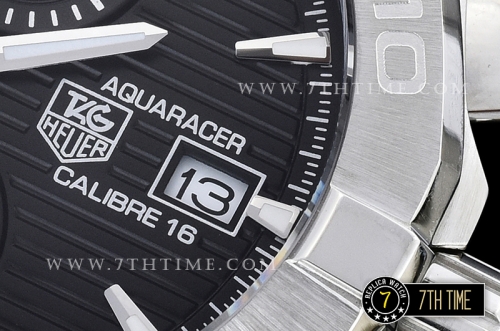 Aquaracer Calibre 16 Chronograph Black Dial with Stick Markers Solid Stainless Steel Bracelet