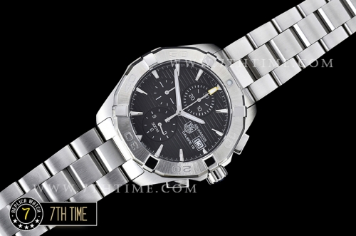 Aquaracer Calibre 16 Chronograph Black Dial with Stick Markers Solid Stainless Steel Bracelet