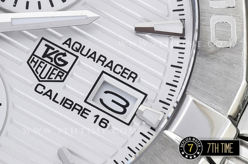 Aquaracer Calibre 16 Chronograph White Dial with Stick Markers Solid Stainless Steel Bracelet