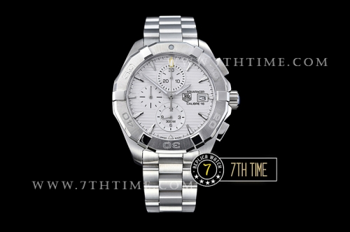 Aquaracer Calibre 16 Chronograph White Dial with Stick Markers Solid Stainless Steel Bracelet