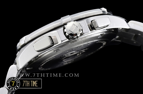 Aquaracer Calibre 16 Chronograph White Dial with Stick Markers Solid Stainless Steel Bracelet