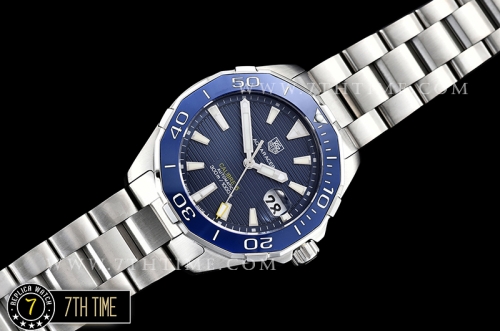 Aquaracer Caliber 5 43mm Blue Ceramic Bezel Blue Dial with Stick Markers Solid Stainless Steel 316L
