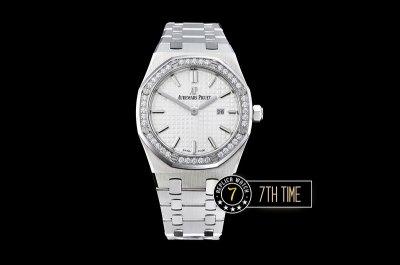 Royal Oak Ladies 33mm SS/SS White Dial Diamond Bezel Swiss ETA Quartz